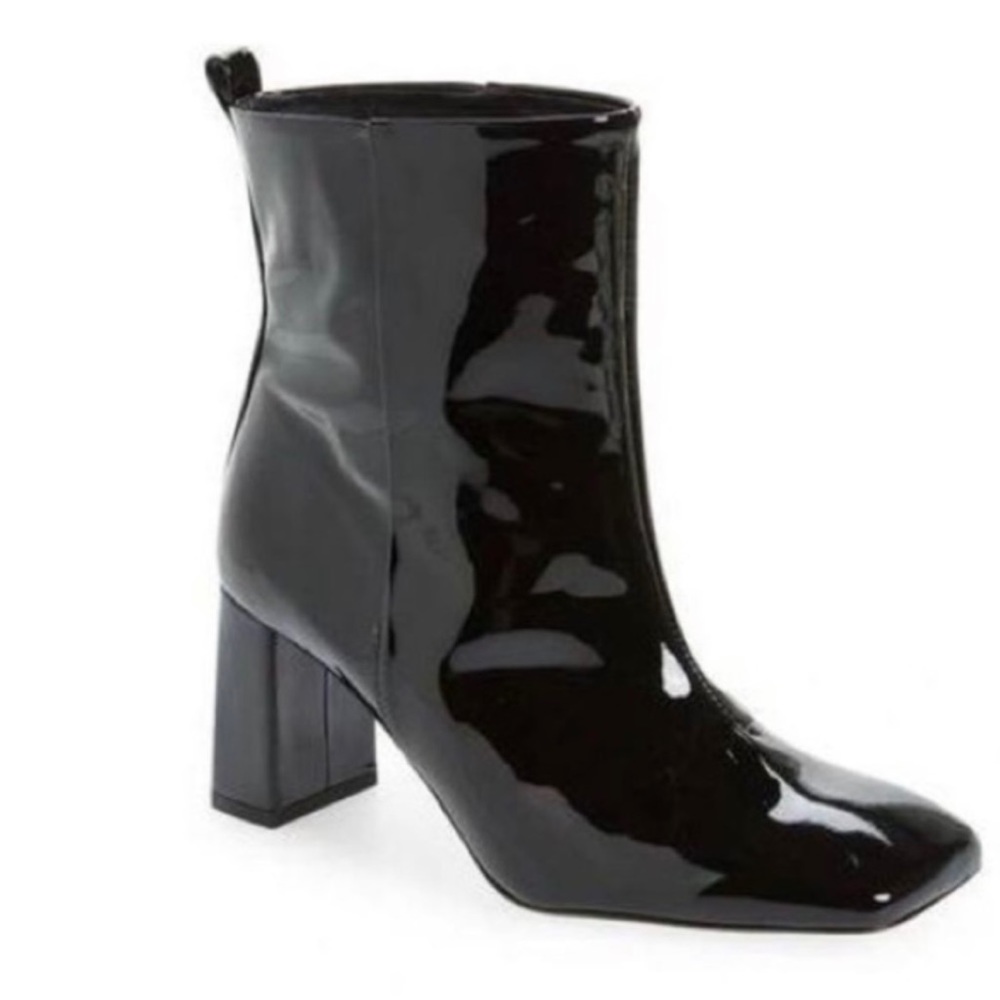 Good American / New Patent Leather Square Toe Booties / Fall Winter Ankle Boots